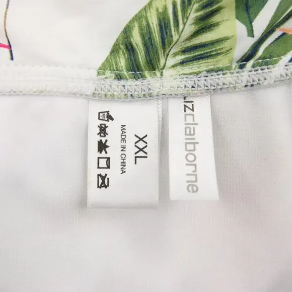 Liz Claiborne Bikini Bottoms Green White Tropical Beach Floral Palm Leaf XXL - Picture 7 of 9